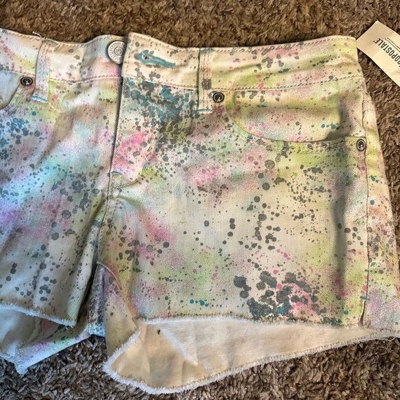 Vintage Aeropostale Jean Shorts White Splatter Print Y2K New with tags scene emo - Picture 2 of 4